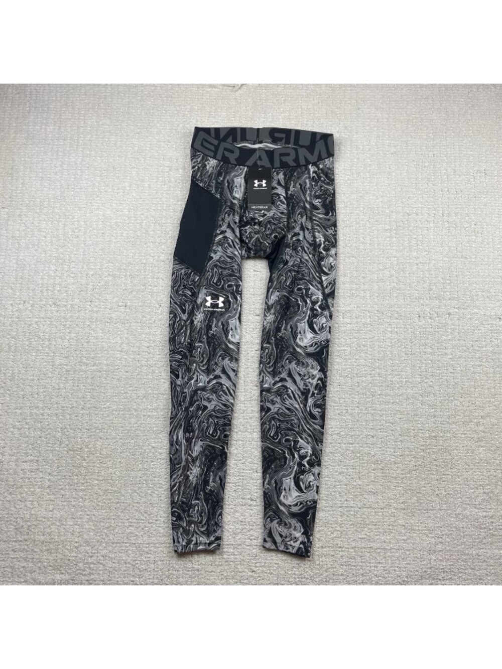 NWT Under Armour HeatGear Armour Men M Compression Leggings Melting Marble AOP